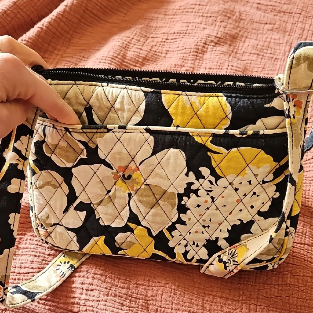 Vera Bradley Black and Yellow Floral Crossbody Bag - Picture 5 of 7